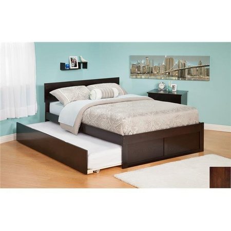 LIVINGQUARTERS Orlando Twin Bed with Flat Panel Foot Board and Urban Trundle Bed in an Antique Walnut Finish LI719485